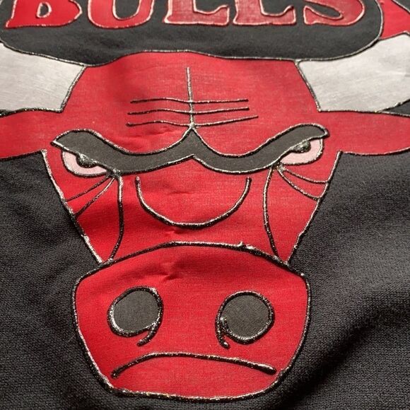 VTG Jerzees pullover size L hand painted Chicago Bulls one of a kind - Picture 4 of 13